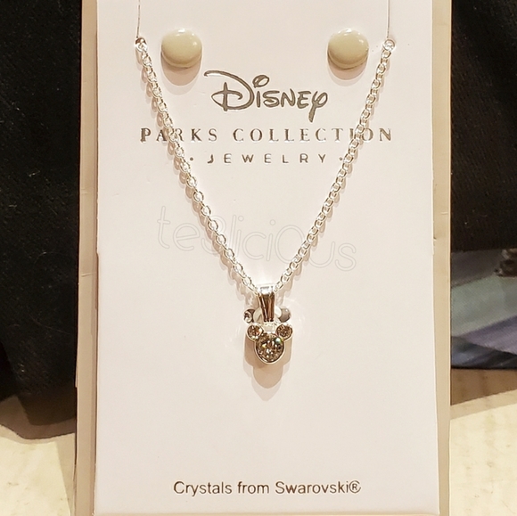 Disney Jewelry - DISNEY SILVER MICKEY ICON SWAROVSKI NECKLACE